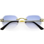 Luxe Bevelled Gradient Lens Small Rimless Geometric Sunglasses D215