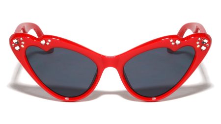 Frontal Heart Shape Rhinestone Cat Eye Wholesale Sunglasses